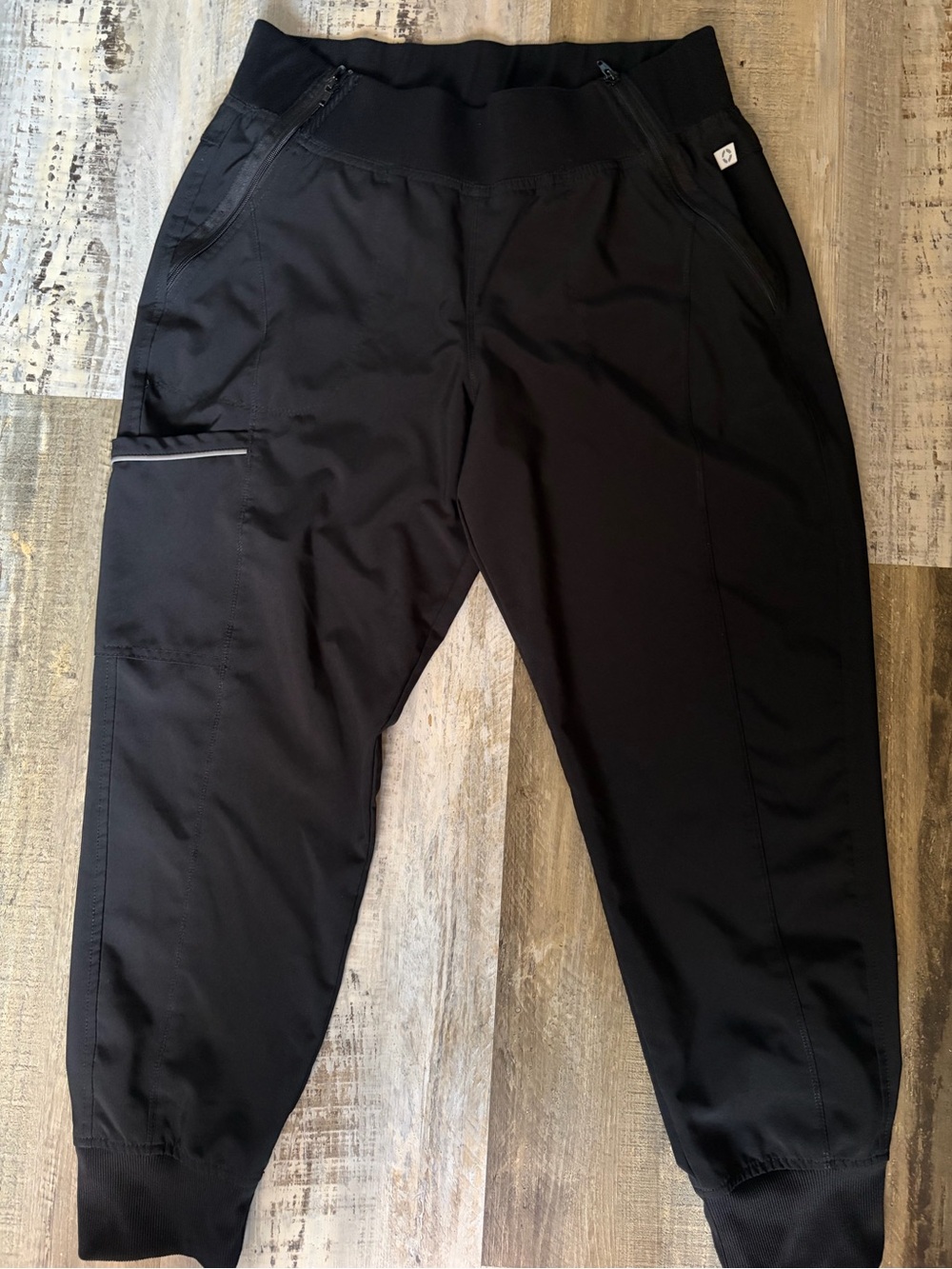 Men's Black Tactical Jogger Pants with Zippered Pockets